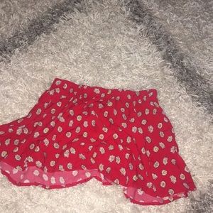 forever 21 flower patterned red skirt